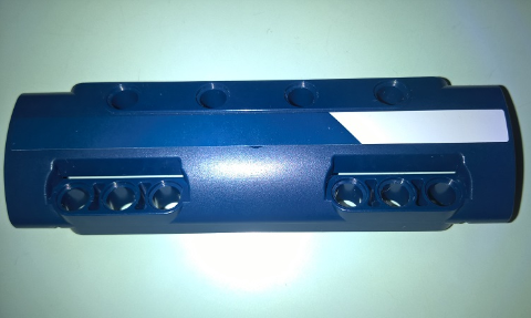 Lego Technic, Panel Curved 11 x 3 with 10 Pin Holes through Panel Surface with White Stripe Pattern Model Left Side (Sticker) - Set 41999