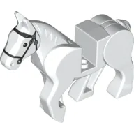 Animal, Horse, Moveable Legs with Black Bridle and Silver Buckles Print / White