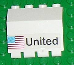 Lego Panel 2 x 4 x 3 1/3 with Hinge with 'United' and United States of America (USA) Flag Pattern (Sticker) - Set 1682