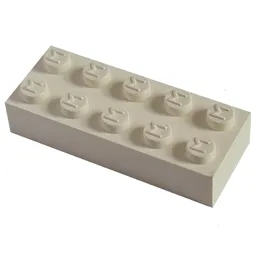 Modulex Brick 2 x 5 with M on Studs / Modulex White