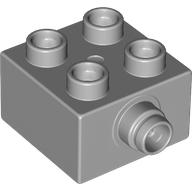 Lego Duplo Brick 2 x 2 - Grooved Pin on Side / Light Bluish Gray