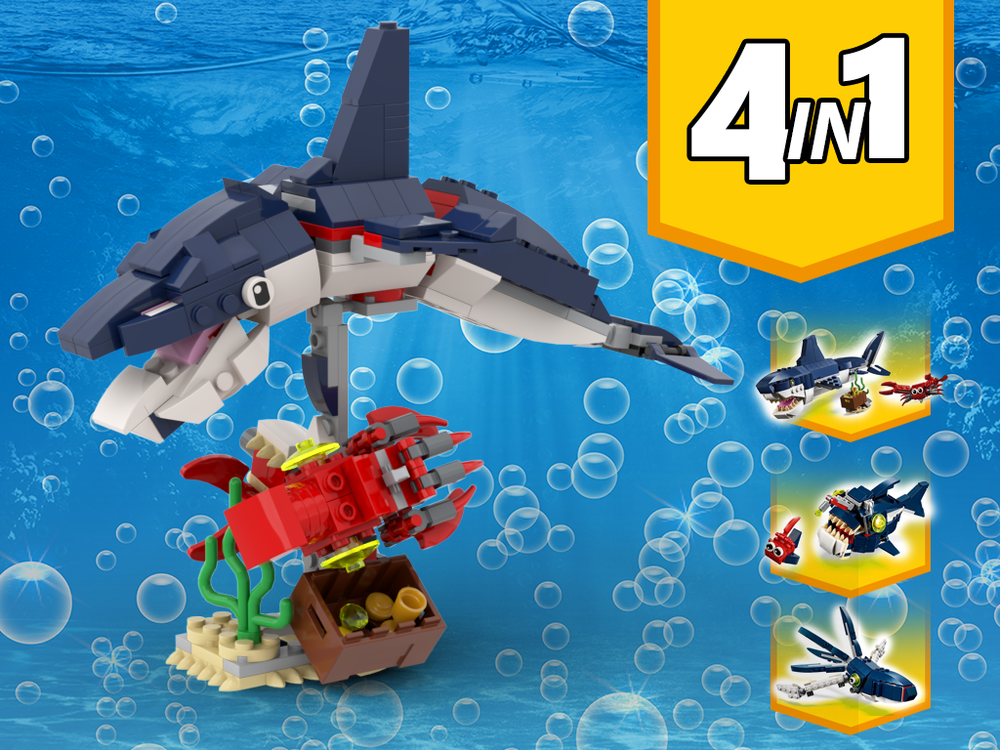 Lego 31088 Dolphin with Squid and fish Alternative Build
