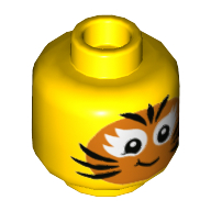 Lego Minifig Head Child, Face Paint Tiger Print / Yellow