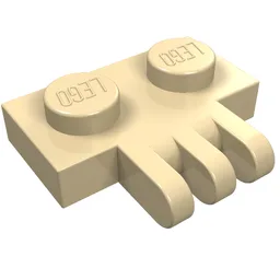 Hinge Plate 1 x 2 with 3 Fingers On Side / Tan
