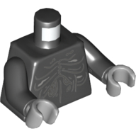Lego Torso, Light Bluish Gray Lines, Creases, Folds Print, Black Arms, Light Bluish Gray Hands / Black
