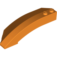Lego Brick Wedged, Curved 8 x 3 x 2 Open Right / Orange