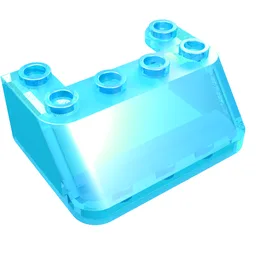 Windscreen 3 x 4 x 1 1/3 with 6 Studs on Top / Trans-Light Blue