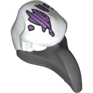 Mask Bird (Vulture) with Dark Bluish Gray Beak and Purple Head Patches Print / White