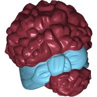 Lego Hair Coiled, Tied Up with Ribbon, Medium Azure Pattern / Dark Red