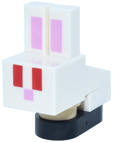 Lego Minecraft Bunny / Rabbit Baby, White Body - Brick Built