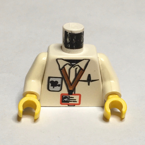 Lego Torso Shirt with Cameraman ID, Logo, Pen / Clapboard on Back Print, White Arms, Yellow Hands / White