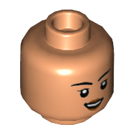 Lego Minifig Head America Chavez, Thin Eyebrows, Open Mouth Smile / Stern, Closed Mouth Print / Nougat