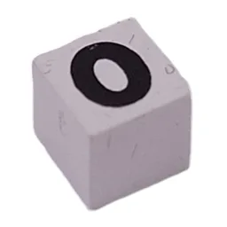 Modulex Tile 1 x 1 with Black '0' Print, Black Lining on Sides Only / Modulex White