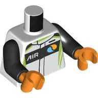 Torso, Race Suit, Lime Trim, Black 'AIR' / Octan Logo Print, Black Arms, Orange Hands / White