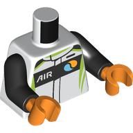 Lego Torso, Race Suit, Lime Trim, Black 'AIR' / Octan Logo print, Black Arms, Orange Hands / White