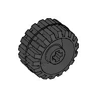 Lego Wheel Small Wide Hard Plastic with Axle hole, Tread / Black