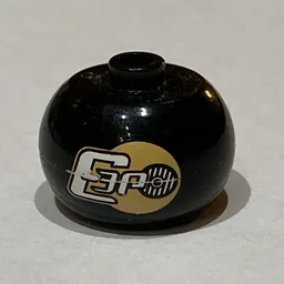 Pen Bead, Round Orb with 'C-3PO' Print / Black