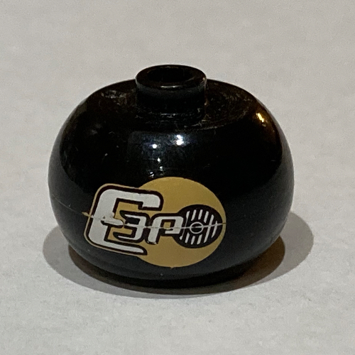 Lego Pen Bead, Round Orb with 'C-3PO' Print / White