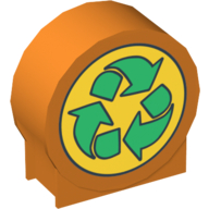 Lego Duplo Brick 1 x 3 x 2 Round Top with Recycling Arrows Print / Orange