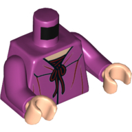 Lego Torso Cardigan Sweater, Tied Bow, Light Nougat Neck, Magenta Arms, Light Nougat Hands / Magenta