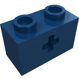 Technic Brick 1 x 2 with Axle Hole Type 1 [+ Opening] and Bottom Pin / Dark Blue