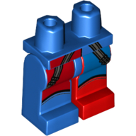 Lego Hips and Red Left Leg, Blue Right Leg with Blue and Red Quarters and Dark Bluish Gray Straps Print / Blue