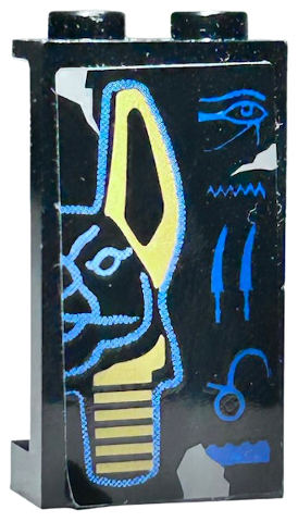 Lego Panel 1 x 2 x 3 with Side Supports - Hollow Studs with Hieroglyphs and Half Anubis Mask Pattern Right  (Sticker) - Set 7327