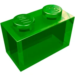 Brick 1 x 2 without Bottom Tube / Trans-Green