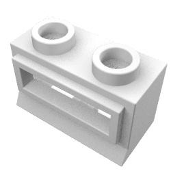 Lego Window 1 x 2 x 1, Short Lip [with Glass] / White