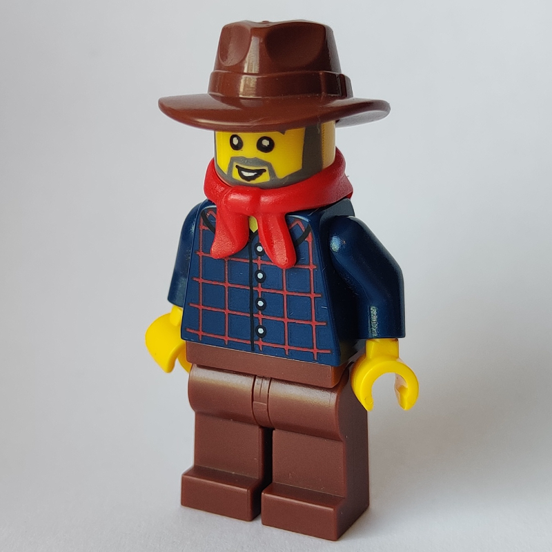 Lego Dark Blue Torso, Reddish Brown Legs, Reddish Brown Hat
