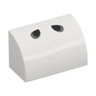 Brick Curved 1 x 2 x 1 No Studs with Two Black Tear Drops (Dry Bones Nostrils) Print / White