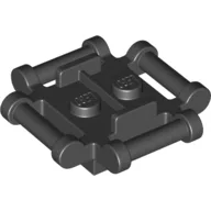 Plate Special 2 x 2 with 4 Side Handles Closed Ends / Black
