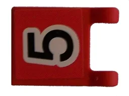 Flag 2 x 2 Square with Flat Edge with Black Number 5 on Red Background Pattern (Sticker) - Sets 3420 / 3425