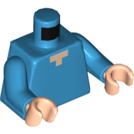 Lego Torso Pixelated Light Nougat Neck Print, Dark Azure Arms, Light Nougat Hands / Dark Azure