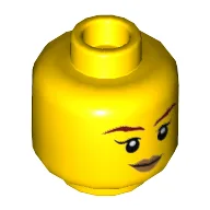 Minifig Head Skylor, Reddish Brown Eyebrows, Smile, Peach Lips Smile / Angry Print / Yellow