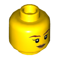 Lego Minifig Head Skylor, Reddish Brown Eyebrows, Smile, Peach Lips Smile / Angry Print / Yellow