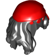 Lego Hair Mid-Length with Parting and Rag Wrap / Bandana Red Print / Black