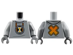 Torso Hoodie, Orange Drawstrings, White Hourglass with Bright Light Orange Sand, 'X' on Back Pattern / Flat Silver Arm Left / Light Bluish Gray Arm Right / Flat Silver Hand Left / Dark Bluish Gray Hand Right