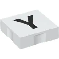 Duplo Tile 2 x 2 with Capital 'Y' Print / White