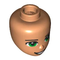 Minidoll Head, Dark Brown Eyebrows, Green Eyes, Open Mouth Smile / Nougat