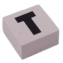 Modulex Tile 2 x 2 with Black 'T' Print, without Internal Supports