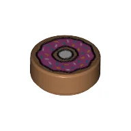Tile Round 1 x 1 with Doughnut with Dark Pink Frosting and Sprinkles Print