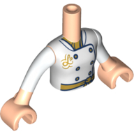 Lego Minidoll Torso Girl Chef Suit, Gold Buttons / Light Nougat