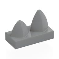 Lego Tile Special 1 x 2 with Two Vertical Teeth / Tooth / Light Bluish Gray