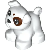 Duplo Animal Dog, Pug with Dark Brown Spots, Black Nose Print / White
