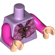 Lego Torso Vest, Dark Pink with Lace Ties, over Sweater Print, Dark Pink Arms, Light Nougat Hands / Lavender