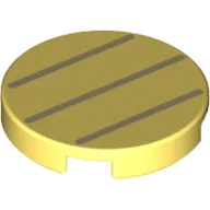 Tile Round 2 x 2 with Three Dark Tan Lines Print / Bright Light Yellow