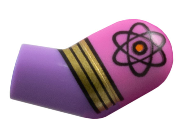 Lego Arm, Left with Molded Dark Pink Short Sleeve and Printed Atom and Gold Stripes Pattern