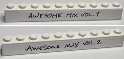 Brick 1 x 10 with 'AWESOME MIX VOL. 1' and 'AWESOME MIX VOL. 2' Pattern on Both Sides (Stickers) - Set 76217
