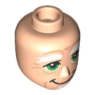 Minidoll Head Male, Thick White Eyebrows, Green Eyes, Big Mouth, Goatee, Wrinkles Print / Light Nougat